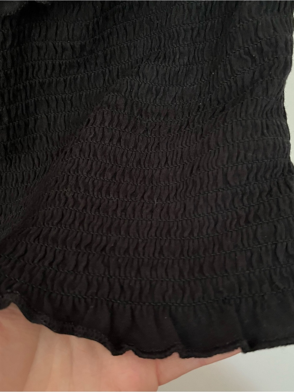 Aritzia Sunday Best Black Smocked Ruffle Bandeau Top - Picture 4 of 6